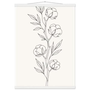 Poster com Ripa Ramo de Algodão — Coleção Botânica